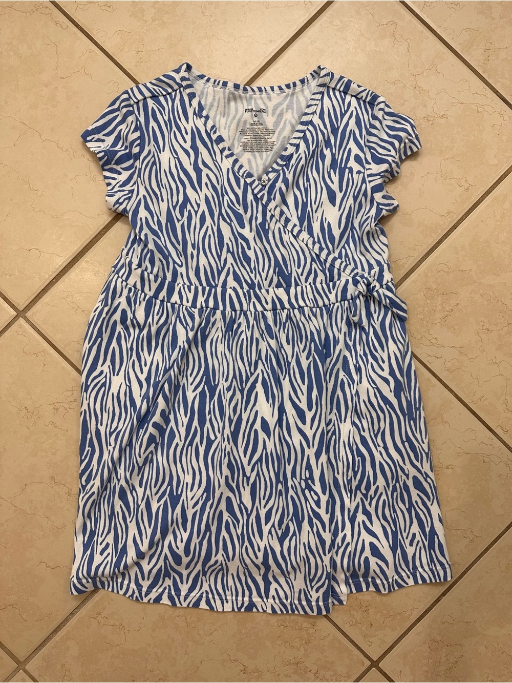 Diane Von Furstenberg for Target Blue and White Zebra-Print Wrap Top